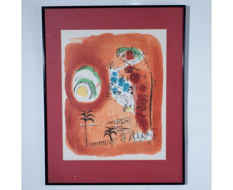 Vibrant original color lithograph on wove paper featuring La Sirene Rouge (The Red Mermaid) from the exhibition poster Homage