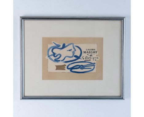 Original color lithograph on wove paper issued by Mourlot for the Galerie Maeght exhibition of George Braque featuring Profil