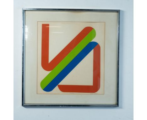 Original serigraph on paper entitled Theory made of vibrant color geometric shapes by American artist and printmaker Anton Fo
