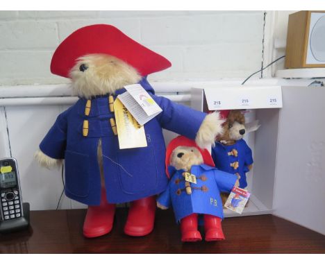 A Steiff limited edition Paddington The Movie Edition Bear, 664656, with certificate, boxed, 29 cm high and two other Padding