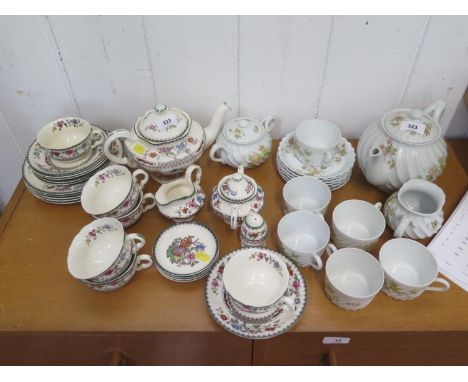 A Spode Chinese Rose part Tea Service, and a Haviland Limoges tea service with six cups and saucers 