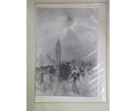 Felix Buhot (1847 - 1898)The Victoria Clock Towerlithograph, with fashion print on the reversesigned in the print23.5 x 16 cm