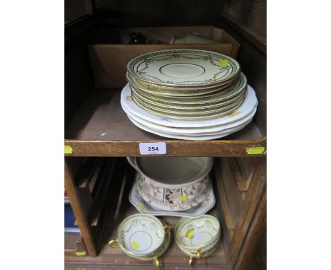 Copeland Spode tablewares with green swag decoration, retailed by Thomas Goode, other tablewares glass and stoneware bottles 