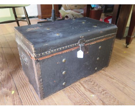 A fabric covered travelling trunk, 68 cm wide, 40 cm deep, 40 cm high 