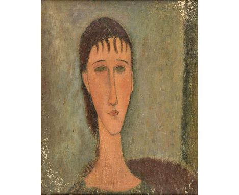 Canals (Miguel, 1925-1995). Portrait of a young girl (1910), after Amedeo Modigliani (1884-1920), oil on canvas, stamped to v
