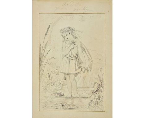 Victoria (Queen of Great Britain, 1819-1901). Victoria, Princess Royal, as a water nymph, pencil and colourwash, depicting a 