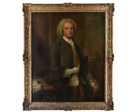 English School. Portrait of a Gentleman, believed to be David Peloquin (1699-1766), merchant &amp; mayor of Bristol, circa 17