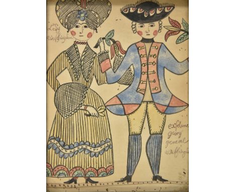 After the Sussel-Washington Artist. 'Ledy Waschingdon' and 'Exselenc Georg General Waschingdon', late 19th century, pen, ink,