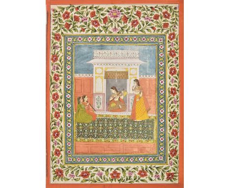 Mughal School. Musical scene, northern India, late 18th century, opaque watercolour with pen and ink on paper, heightened wit