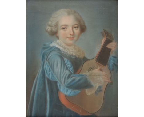 Continental School. Portrait of a musician, possibly French, circa 1760-1780, pastel on laid paper (one horizontal join), dep