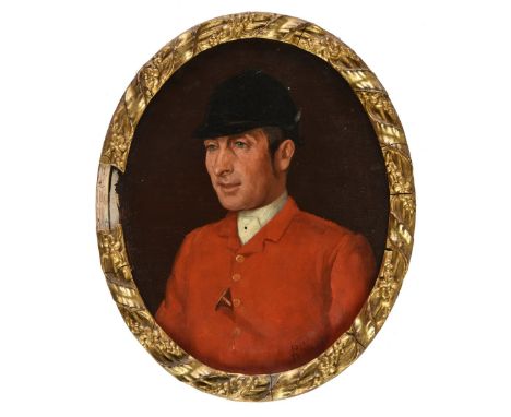 Paice (George, 1854-1925). Oval portrait of a huntsman, 1888, oil on board, head and shoulders half profile to left, showing 