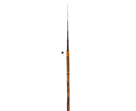 Japanese Gadget Cane. A Japanese gadget cane, Meiji Period (1868-1912), the bamboo stick carved with figures, each inlaid wit
