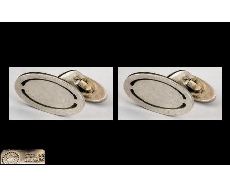 Georg Jensen Gents Silver Cufflinks, fully hallmarked, model No. 75. 
