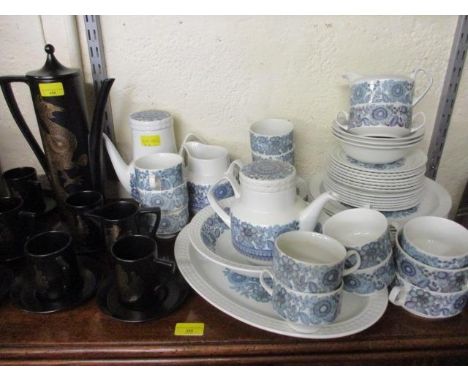 A Portmerion Phoenix part coffee set and a retro Spanish Pontesa part coffee, tea and part dinner service 