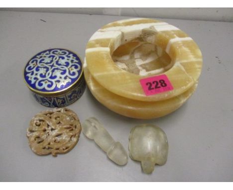 A mixed lot to include an Egyptian bowl, an Islamic enamel trinket box and other items 