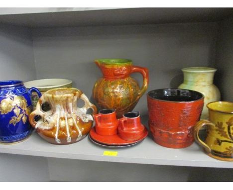 A quantity of jugs and pottery to include a Ducal jug and a German planter 