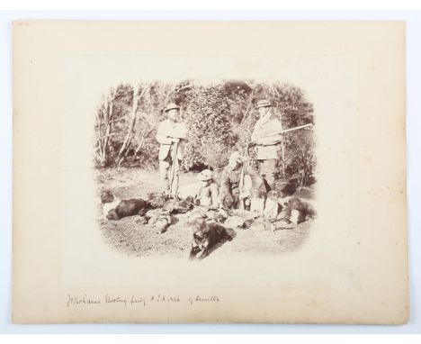 PHOTOGRAPHS. A group of 22 photographs, the majority of hunting interest, including an albumen-print photograph of a shooting