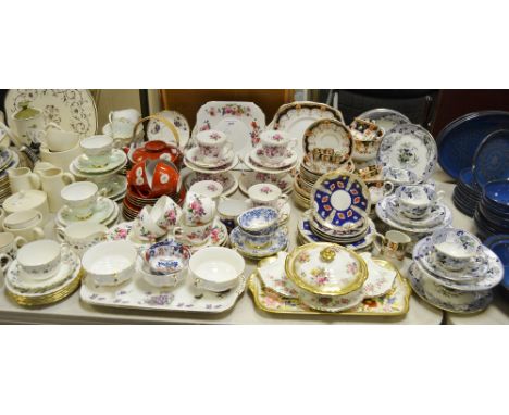 A Staffordshire Queen Anne part tea set; others, Grosvenor; a Noritake teapot, three cups, four saucers, five side plates; Im