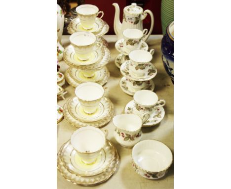 Ceramics - a Paragon green briar pattern part coffee set including coffee pot, cups, saucers, cream jug, etc; another part te