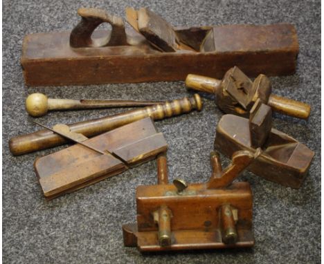 Tools - a wood plane; another; a routing plane; a beech mould; a truncheon;  etc qty 