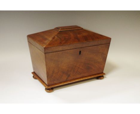 A Victorian mahogany canted rectangular tea caddy c.1860 