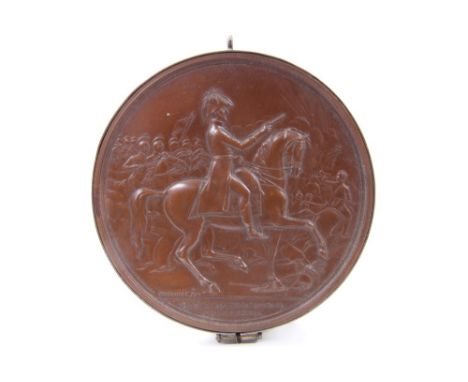 G.B. AE commemorative medallion Duke of Wellington, Commander-in-Chief 1827.  Obv:  Bust R, Wellington behind.  Rev:  Equestr