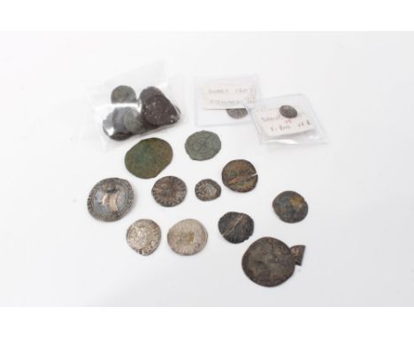 Ancients - mixed coinage - to include Roman AE's (x 11).  Generally Poor - GF, Celtic base metal 1/4 Stater of geometric type