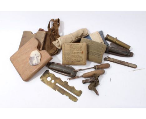 Group of mixed militaria - to include First World War trench photographs, Second World War dressings, folding knives and othe
