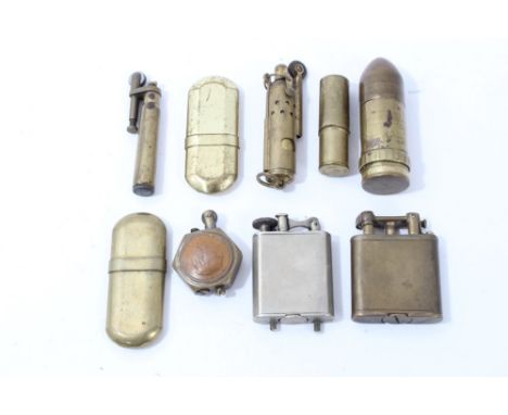 First World War and later brass trench art lighters (9)