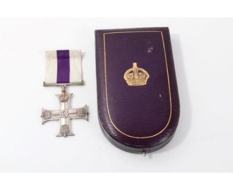 First World War Military Cross Gallantry medal (unnamed as issued), in blue and gilt tooled leather case of issue