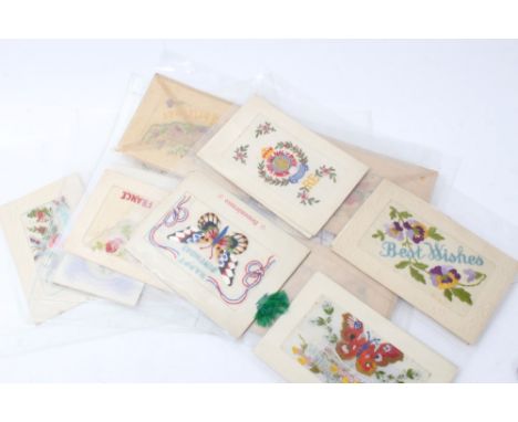 Collection of twenty-seven First World War silk 'sweetheart' postcards