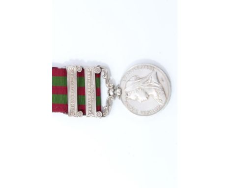 Victorian India medal with two clasps - Punjab Frontier 1897 - 1898 and Tirah 1897 - 1898, named to 4736 PTE. W. Garland 2nd 