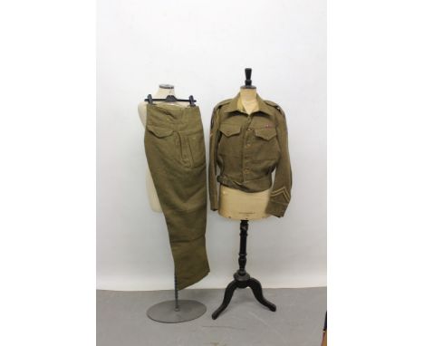 Second World War Royal Signals' 1940 pattern battle dress blouse and trousers, together with a Veterans' jacket and trousers