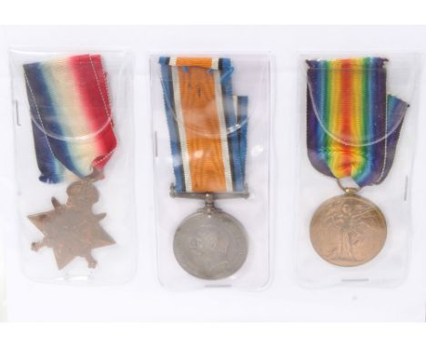 First World War trio - comprising 1914 - 1915 Star, War and Victory medals, named to R.M.B. 2379-5- MUS. F. R. Bennett, with 