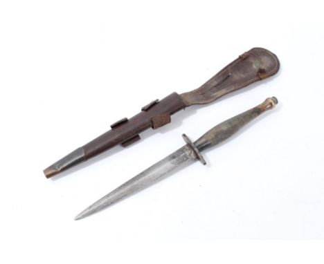 Second World War Second Pattern Fairburn Sykes 'F.S.' Commando Knife / Dagger with etched steel blade - 'The F-S Fighting Kni