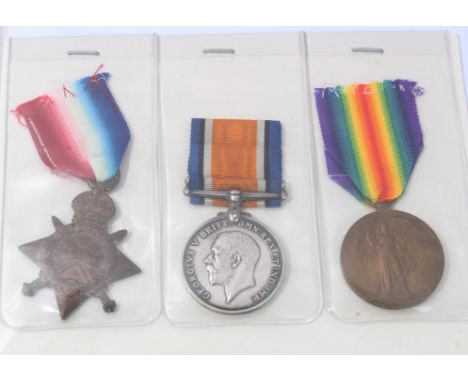 First World War trio - comprising 1914 - 1915 Star, War and Victory medals, named to G - 5117 PTE. W. Bannister. MIDDX.R., to