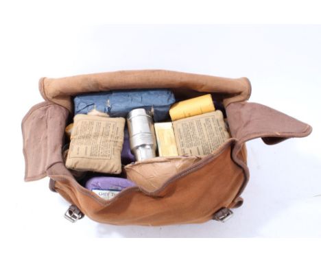 Second World War British Army Field First Aid Kit - in canvas webbing bag