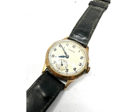 Vintage 9ct gold Gents Garrard wristwatch the watch is ticking presentation back 