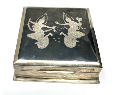 Vintage siam silver niello cigarette box 