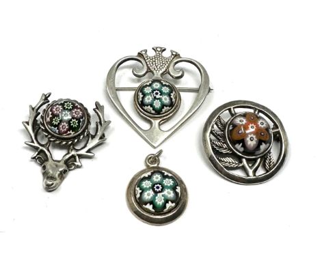 Four Silver Scottish Caithness Glass Jewellery Pieces (41g) 