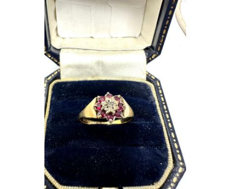 9ct Gold Diamond &amp; Ruby  Ring (2.1g) 