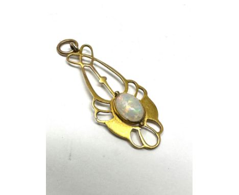 9ct Gold Art Nouveau Opal  Pendant (1.6g) 