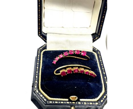 9ct Gold Synthetic Ruby Drop Earrings (3.2g) 