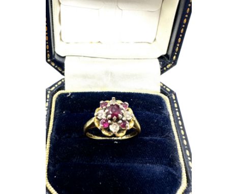 18ct gold diamond &amp; ruby ring weight 3.9g 