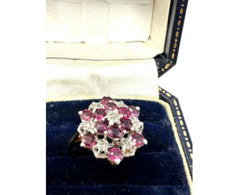 9ct Gold Diamond &amp; Ruby  Ring (3.4g) 
