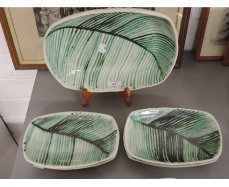 A 1970's style ceramic platter and four plates marked Thompson, Harrogate