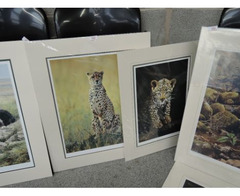 A print after Steven Townsend entitled Morning Dew Cheetah 88/675 and First Adventure 161/675 Stamped and Signed Limited run 
