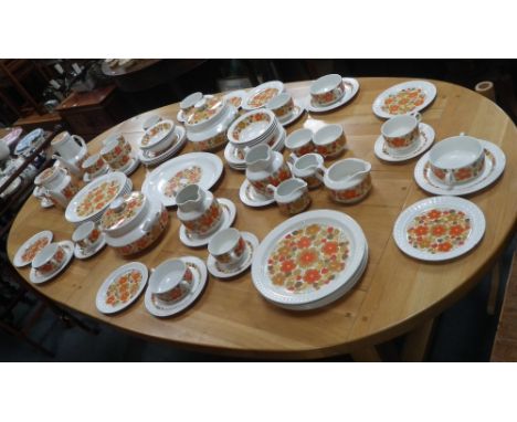 A SPANISH PONTESA IRONSTONE TEA AND DINNER SERVICE, 'The Young Range', 1960's