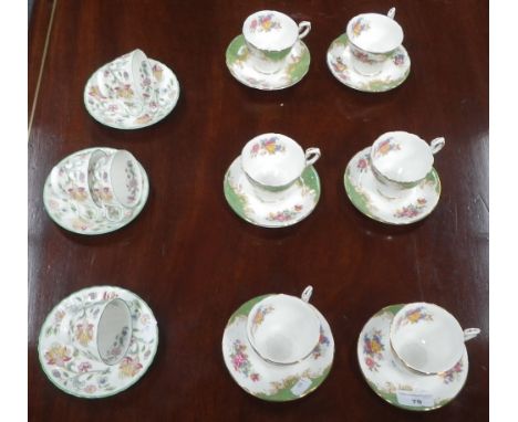A SET OF SIX PARAGON 'ROCKINGHAM' COFFEE CUPS AND SAUCERS and some Minton 'Haddon Hall' coffee cups and saucers