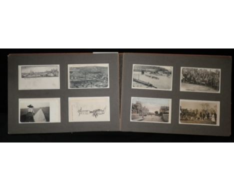 A POSTCARD AND PHOTOGRAPH ALBUM containing a quantity of Hunting and similar subjects